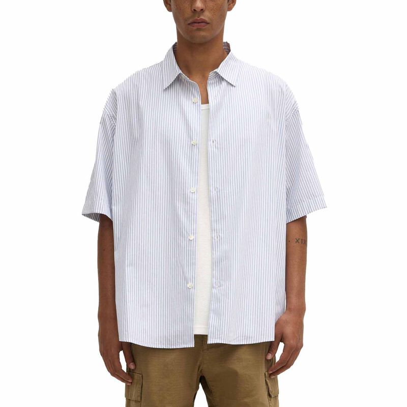 Assembly Label Alec Poplin Stripe Short Sleeve Shirt Blue/White Stripe image number 0